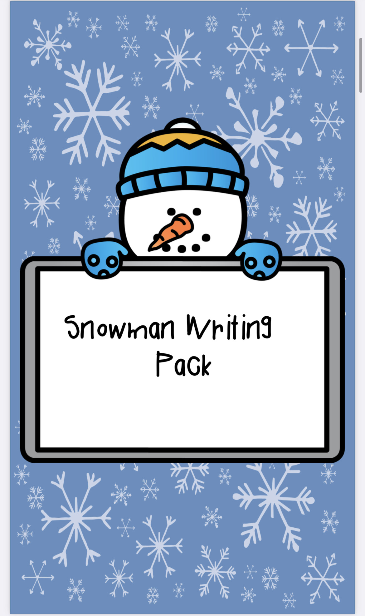 snowman writing pack, first and second class